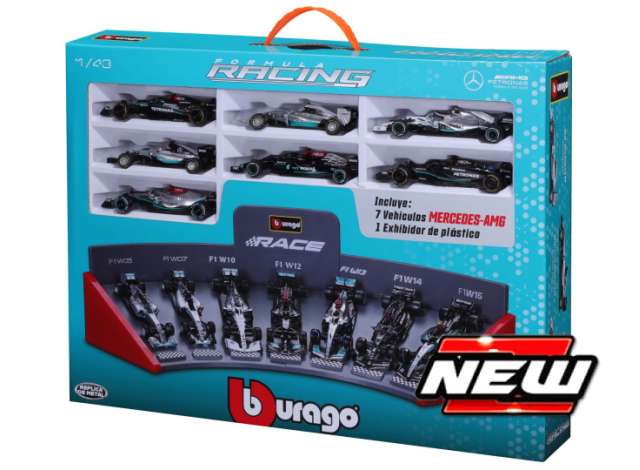 Mercedes-Benz 7 car set1x W05 #6 20141x W07 #44 20161x W10 #77 20191x W12 #44 20211x W13 #44 20221x W14 #63 20231x W15 #44 1:43 Bburago – diecast model