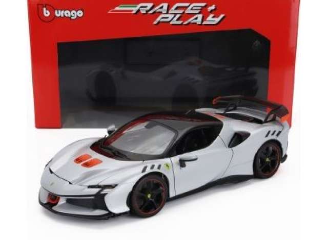 2024 Ferrari SF90XX Stradale -Bianco Artico, silver 1:18 Bburago Model
