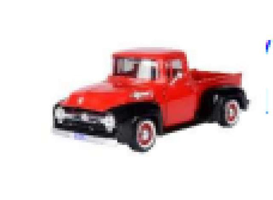 Pre-Order – 1956 Ford F-100 Pickup, red/black with big white wall tires 1:24 Motor Max Model (mmax73235rb) – ETA. September 2026