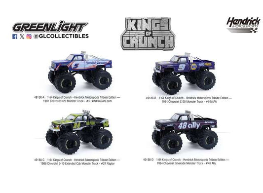 Pre-Order – Kings of Crunch- *Hendrick Motorsports* Assortment of 4 1:64 GreenLight Model (gl49180~4) – ETA. September 2026
