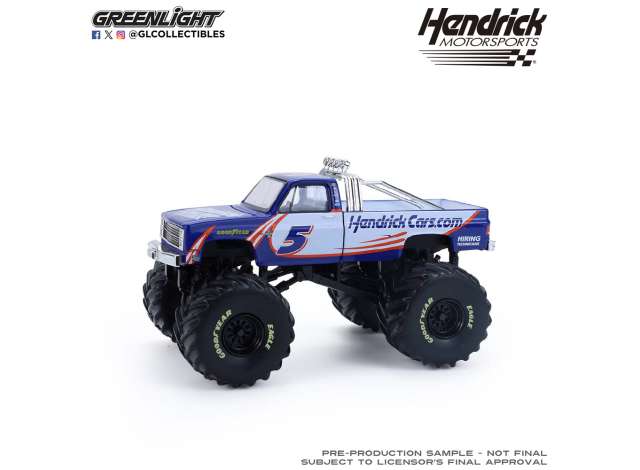 Pre-Order – 1981 Chevrolet K20 Monster Truck #5 *Kings of Crunch-Hendrick Motorsports*, white/blue/red 1:64 GreenLight Model (gl49180A) – ETA. September 2026