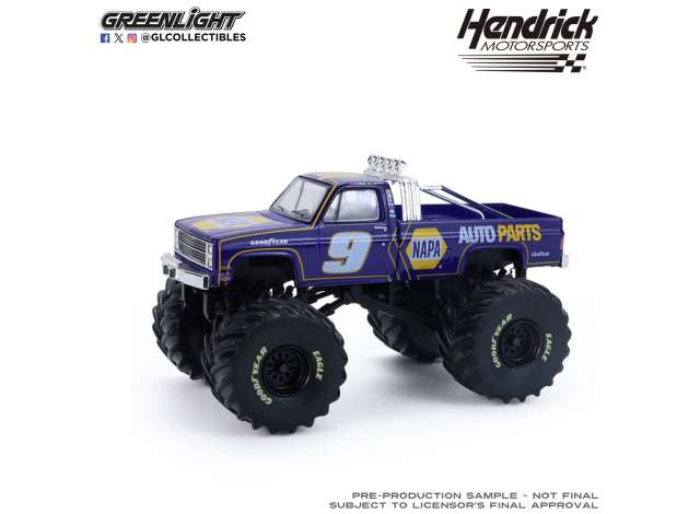 Pre-Order – 1984 Chevrolet C-20 Monster Truck #9 *Kings of Crunch-Hendrick Motorsports*, various 1:64 GreenLight Model (gl49180B) – ETA. September 2026