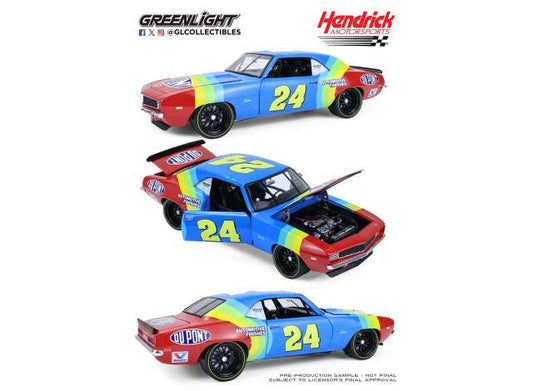 Pre-Order – 1969 Chevrolet Camaro #24 Jeff Gordon Hendrick Motorsports First Win Tribute, blue/red/green 1:18 Highway 61 Model (hwy18052) – ETA. September 2026