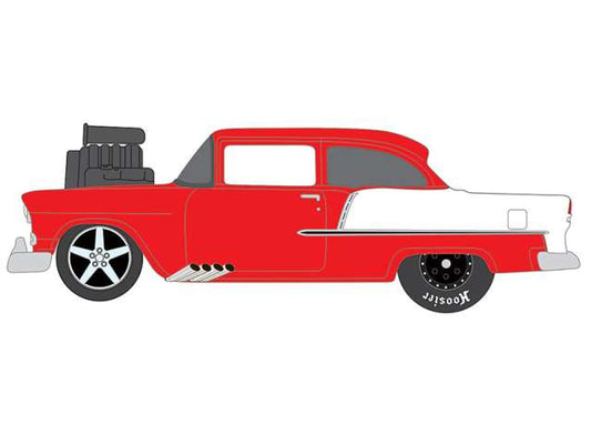 Pre-Order – 1955 Chevrolet 210 2-Door Sedan, red/white 1:64 Johnny Lightning Model (JLSP408) – ETA. September 2026