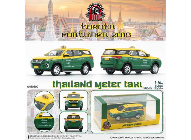 2018 Toyota Fortuner Thailand Taxi, green/yellow 1:64 BM Creations Model