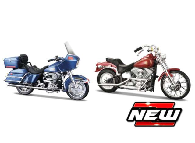 Pre-Order – Harley Davidson 2 motor set:1x 1980 FLT Tour Glide1x 1984 FXST Softail 1:18 Maisto Model (mai37301-80) – ETA. July/August 2026