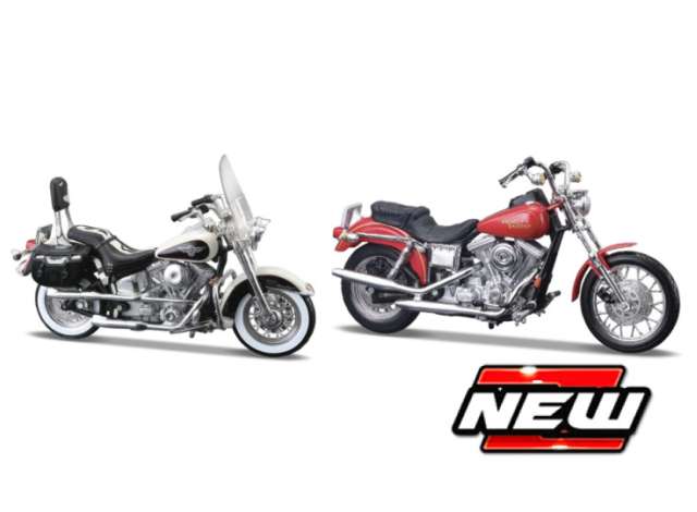 Pre-Order – Harley Davidson 2 motor set:1x 1993 FLSTN Heritage Softail1x 1997 FXDL Dyna Low Rider 1:18 Maisto Model (mai37301-90) – ETA. July/August 2026