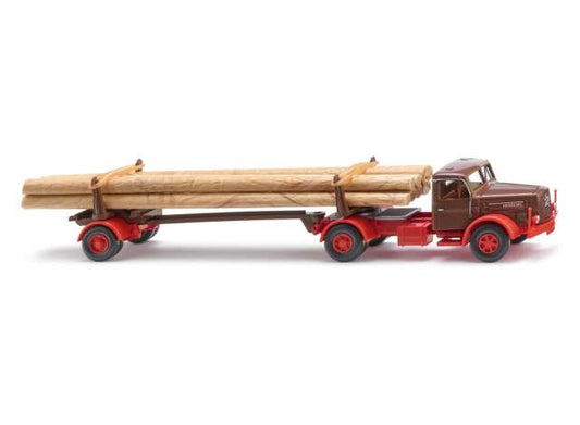 Long timber transporter *Henschel*, red/brown 1:87 Wiking Model