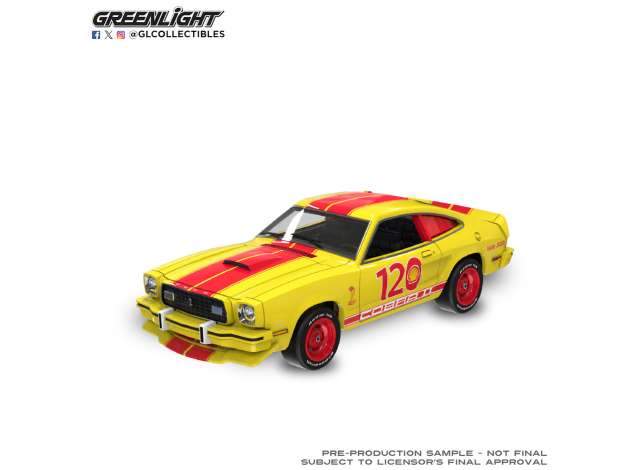 Pre-Order – 1976 Ford Mustang Cobra II, Shell 120th Anniversary, yellow/red 1:43 GreenLight Model (gl86645) – ETA. September 2026
