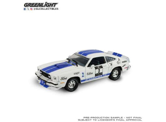 Pre-Order – 1976 Ford Mustang Cobra II, Stampede Car #2, white/blue 1:43 GreenLight Model (gl86646) – ETA. September 2026