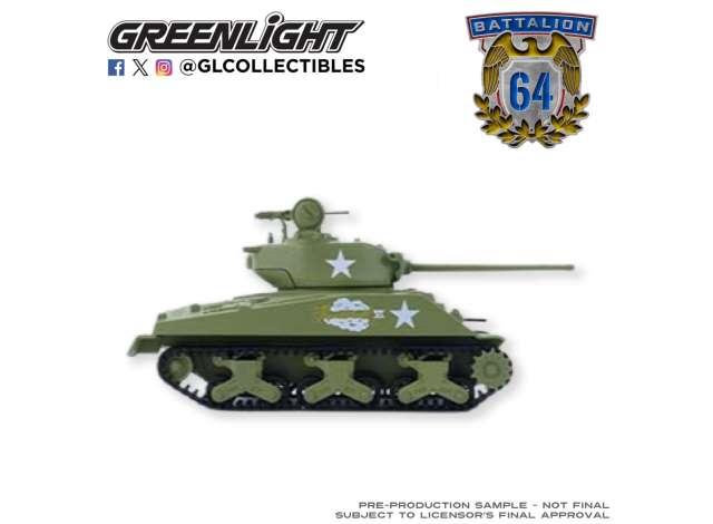 Pre-Order – 1944 U.S Sherman M4A3 Tank, New Turret and Gun Barrel Tooling  *Battalion 64 Series 6* 1:64 GreenLight Model (gl61060B) – ETA. September 2026