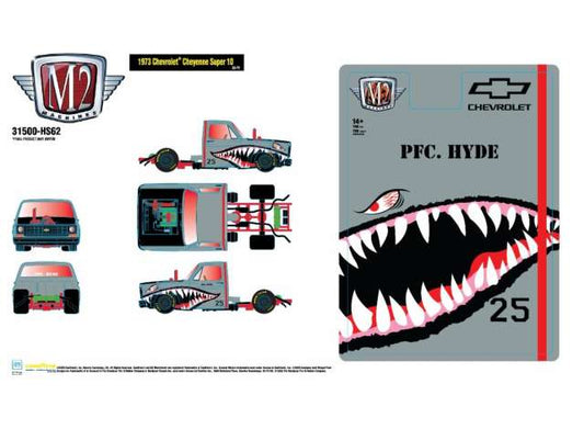Pre-Order – 1973 Chevrolet Cheyenne Super 10, grey/red 1:64 M2 Machines Model (M2-31500HS64) – ETA. July/August 2026