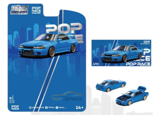 Nissan GT-R BNR32 Blue Enigma Exclusive Edition 1:64 Pop Race Model Car (PRE009)