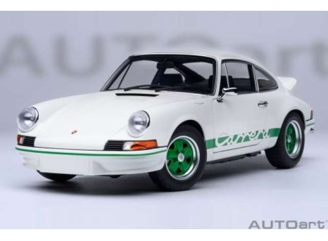 Porsche 911 Carerra 2.7 RS, Grandprix white with green stripes 1:18 AutoArt Model