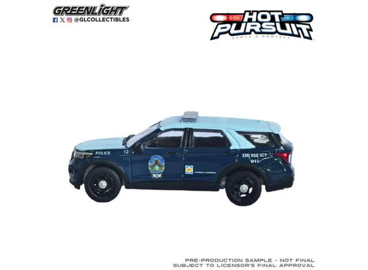 Pre-Order – 2022 Ford Police Interceptor Utility Nashua Police Dept., Nashua, New Hampshire *Hot Pursuit Series 48*, blue 1:64 GreenLight Model (gl43060C) – ETA. September 2026