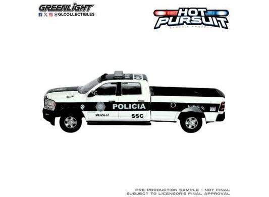 Pre-Order – 2019 Ram 1500 SSC Mexico City Police *Hot Pursuit Series 48*, white/green 1:64 GreenLight Model (gl43060E) – ETA. September 2026