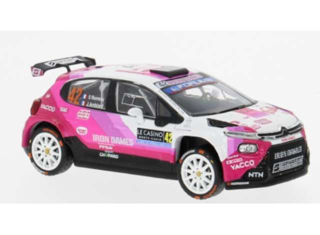Pre-Order – 2025 Citroen C3 Rally2 WRC #42 S.Rumeau/J.Amblard, Rally Monte Carlo, pink/white 1:43 IXO Models Model (ixoram976) – ETA. July/August 2026