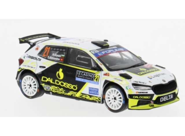 Pre-Order – 2025 Skoda Fabia RS Rally2 WRC #21 N.Gryazin/K.Aleksandrov, Rally Monte Carlo, white/black/yellow 1:43 IXO Models Model (ixoram977) – ETA. July/August 2026
