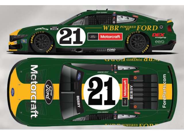 2025 Ford Mustang #21 Josh Berry *Motorcraft Throwback*, green/yellow/white 1:64 Action Racing Collectibles Model