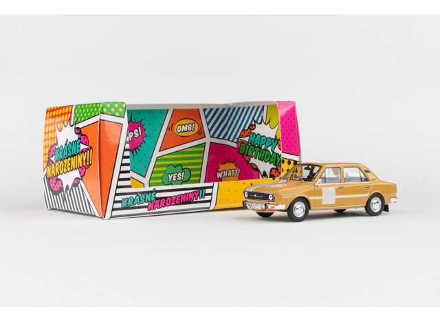 1960-1990 Skoda 105L, orange/white 1:43 Abrex Model