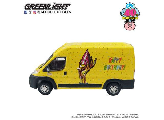 Pre-Order – 2019 Ram ProMaster 2500, Dead Ted 40th Anniversary *Garbage Pail Kids Series 9*, yellow 1:64 GreenLight Model (gl54130B) – ETA. September 2026
