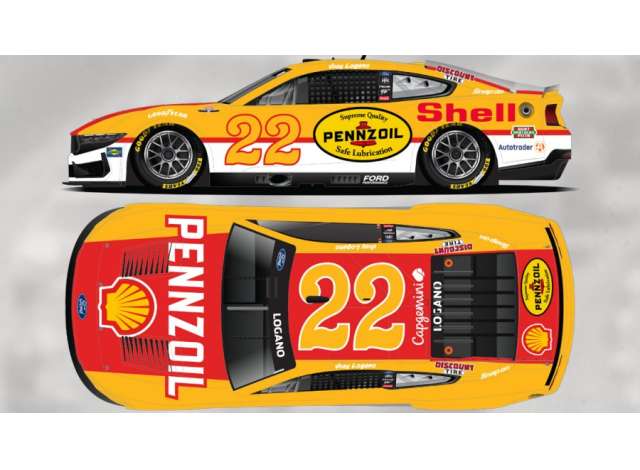 2025 Ford Mustang Dark Horse #22 Joey Logano *Shell-Pennzoil*, red/orange 1:64 Action Racing Collectibles Model