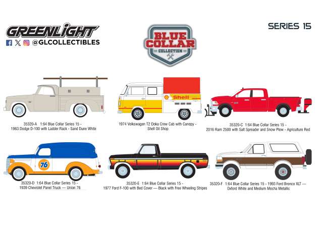 Pre-Order – Blue Collar Collection Series 15 Assortment of 6 1:64 GreenLight Model (gl35320~6) – ETA. September 2026