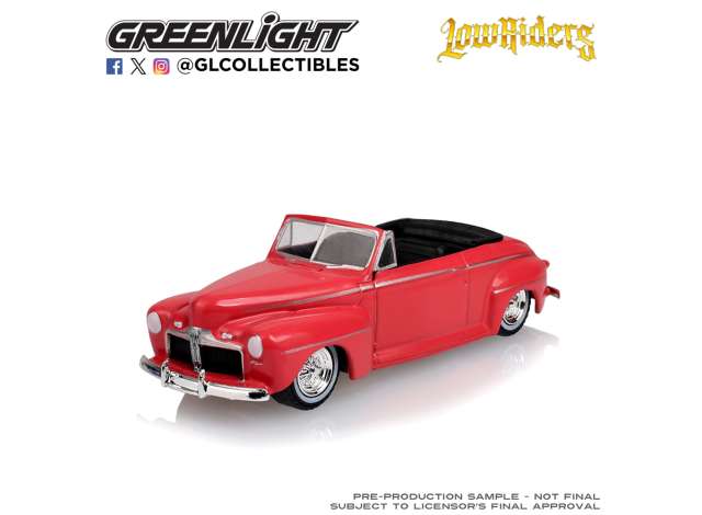 Pre-Order – 1942 Ford Deluxe Convertible Top Down *California Lowriders Series 8*, candy apple red 1:64 GreenLight Model (gl63090A) – ETA. September 2026