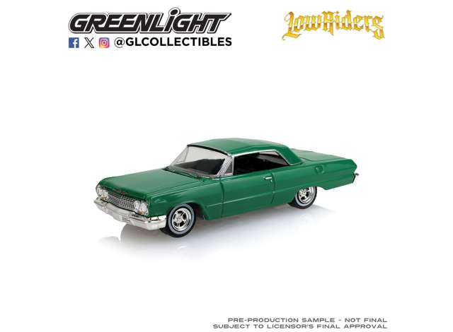 Pre-Order – 1963 Chevrolet Impala Convertible *California Lowriders Series 8*, emerald green 1:64 GreenLight Model (gl63090C) – ETA. September 2026