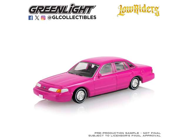Pre-Order – 1996 Ford Crown Victoria *California Lowriders Series 8*, bubblegum pink 1:64 GreenLight Model (gl63090F) – ETA. September 2026