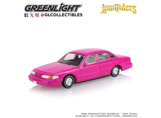Pre-Order – 1996 Ford Crown Victoria *California Lowriders Series 8*, bubblegum pink 1:64 GreenLight Model (gl63090F) – ETA. September 2026