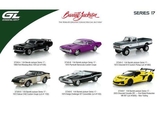 Pre-Order – Barrett-Jackson Series 17 assortment of 6 1:64 GreenLight Model (gl37340~6) – ETA. September 2026