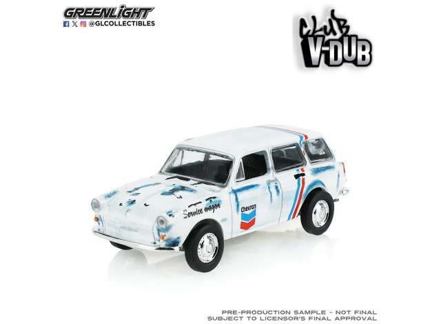 Pre-Order – 1966 Volkswagen Type 3 Squareback *Club Vee-Dub Series 22*, white/blue/red 1:64 GreenLight Model (gl36130B) – ETA. September 2026