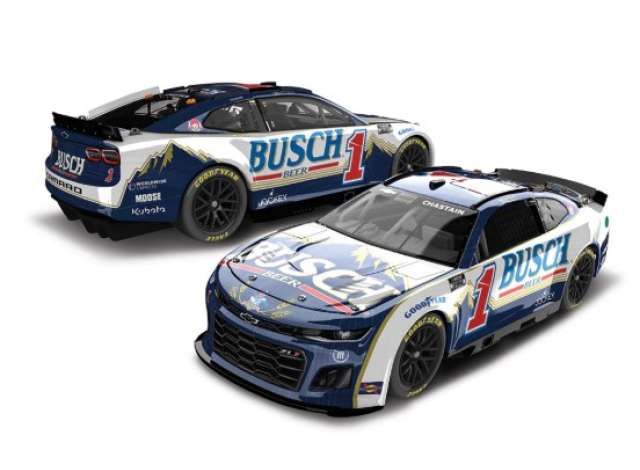 2024 Chevrolet Camaro #1 Ross Chastain *Busch Beer Retro*, white/blue/red 1:64 Action Racing Collectibles Model