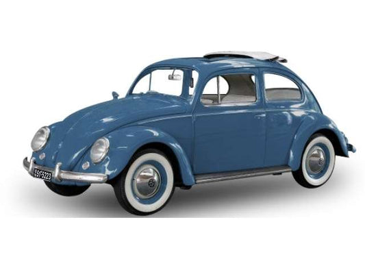 Pre-Order – 1958 Volkswagen Beetle Saloon with open roof, fjord blue 1:12 SunStar Model (sun5223) – ETA. September 2026