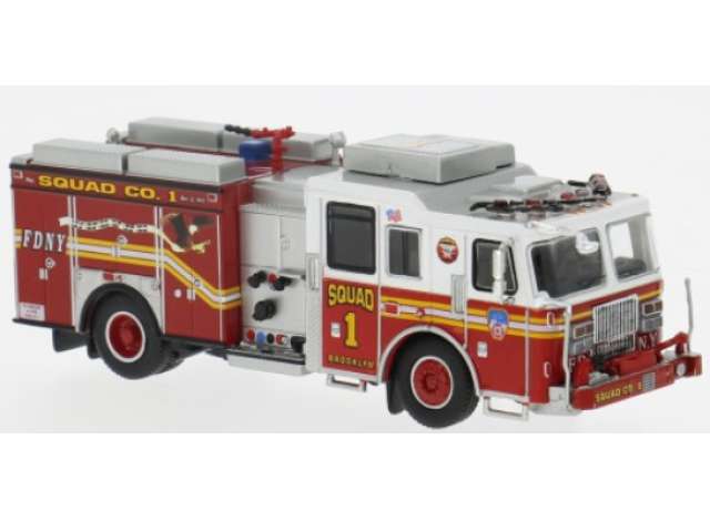 Available To Order – 2013 Seagrave Attacker FDNY *Brooklyn*, red/white/yellow 1:87 Brekina Model (PCX870840)