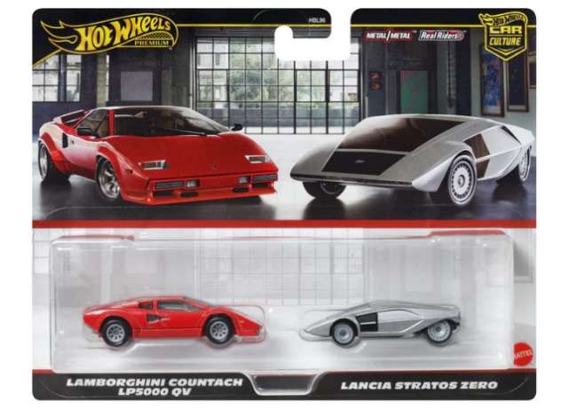 Lamborghini Countach LP5000 QV & Lancia Stratos Zero Twin Pack 1:64 Hot Wheels ModelCars (JBL02)