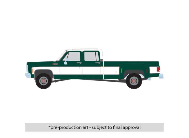 Pre-Order – 1973 GMC Sierra Grande 3500 Crew Cab Dually, green/white 1:64 IXO America Model (ixoIA64006) – ETA. September 2026