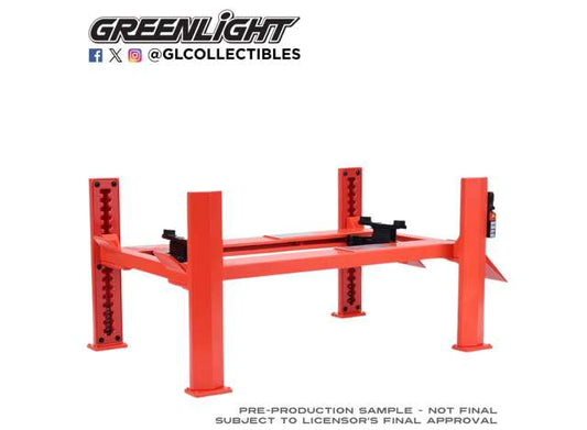 Pre-Order – Four-Post Lift Evergreen, red 1:18 GreenLight Model (gl13711) – ETA. September 2026