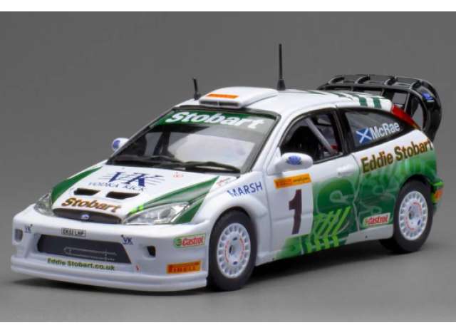 2003 Ford Focus RS WRC #1 Colin McRae, Pirelli International Rally 2005, white/green 1:43 Vitesse SunStar Model (vss43316) – ETA. September