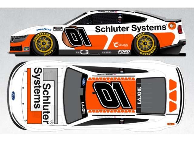 2025 Ford Mustang #01 Corey Lajoie *Schluter-Systems* white/orange 1:64 Action Racing Collectibles Model