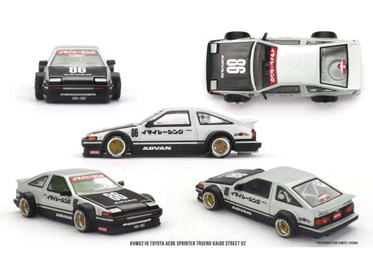 Pre-Order – 1983 Toyota AE86 Sprinter Trueno Kaido Street V2, black/grey/white 1:64 Mini GT Model (MGTKHMG218) – ETA. September 2026