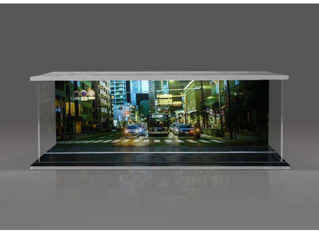 Available To Order – Parking Garage Cityscape with Light, Various 1:64 Black Box Diorama Model (MO914047)