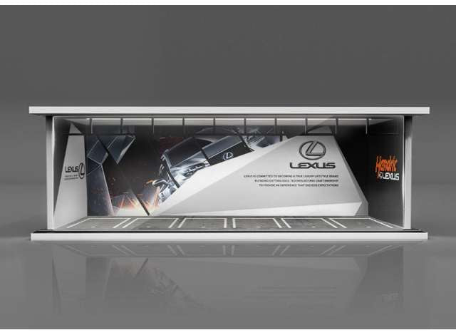 Available To Order – Parking Garage Lexus with Light, White/Black/Red 1:64 Black Box Diorama Model (MO914050)