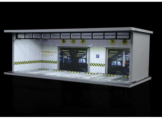 Available To Order – Parking Garage B-Parking Lot with Light, Yellow/Black/Grey 1:64 Black Box Diorama Model (MO914058)
