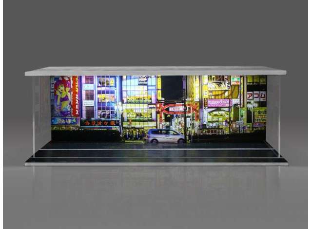 Available To Order – Diorama Urban Street with Light, Various 1:64 Black Box Diorama Model (MO914246)