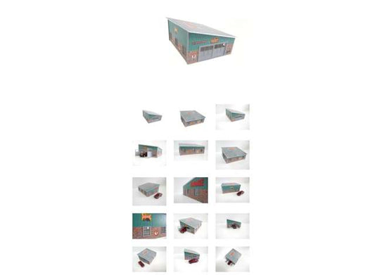 Pre-Order – Brick service garage with sheet *metal* roof 1:43 Dioramatoys Model (DTG4329) – ETA. September 2026