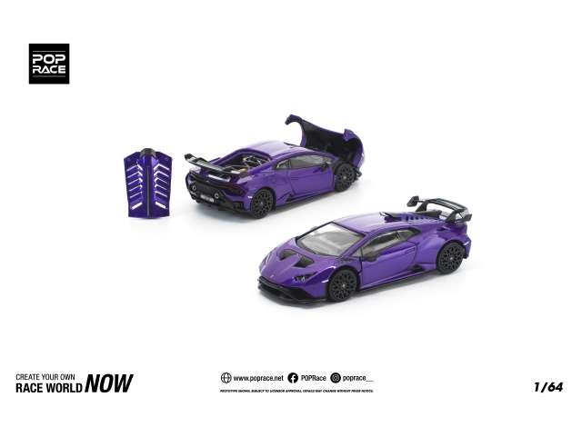 Pre-Order – Lamborghini Huracan STO, viola pasifae 1:64 Pop Race Limited Model (PR640362) – ETA. July/August 2026