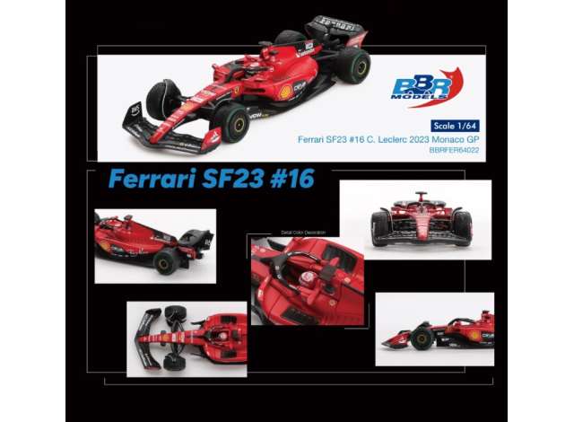 2023 Ferrari SF23 #16 C.Leclerc, Monaco GP 2023 red/black 1:64 BBR Model (BBRFER64022)