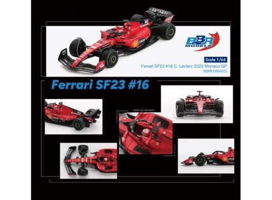 Pre-Order – 2023 Ferrari SF23 #16 C.Leclerc, Monaco GP 2023 red/black 1:64 BBR Model (BBRFER64022) – ETA. September 2026
